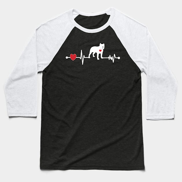 Pitbull Dog Heartbeats Design Baseball T-Shirt by PeppermintClover